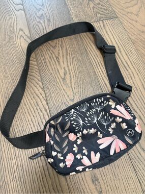 Floral Black & Pink Crossbody Belt Bag